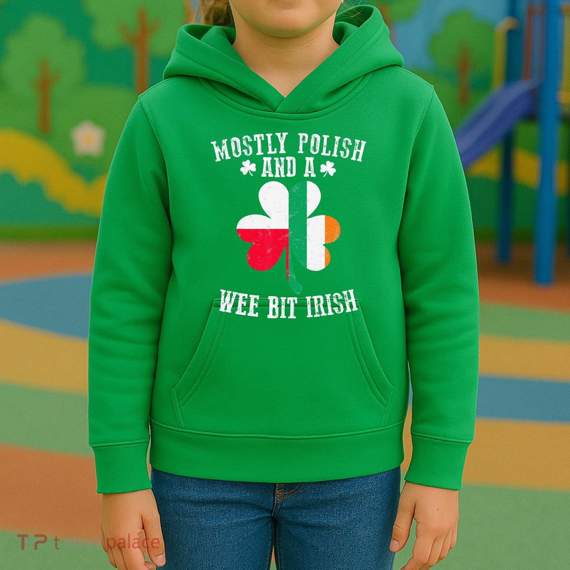 Polish Wee Bit Irish Poland Funny St Patricks Day Kids Hoodie