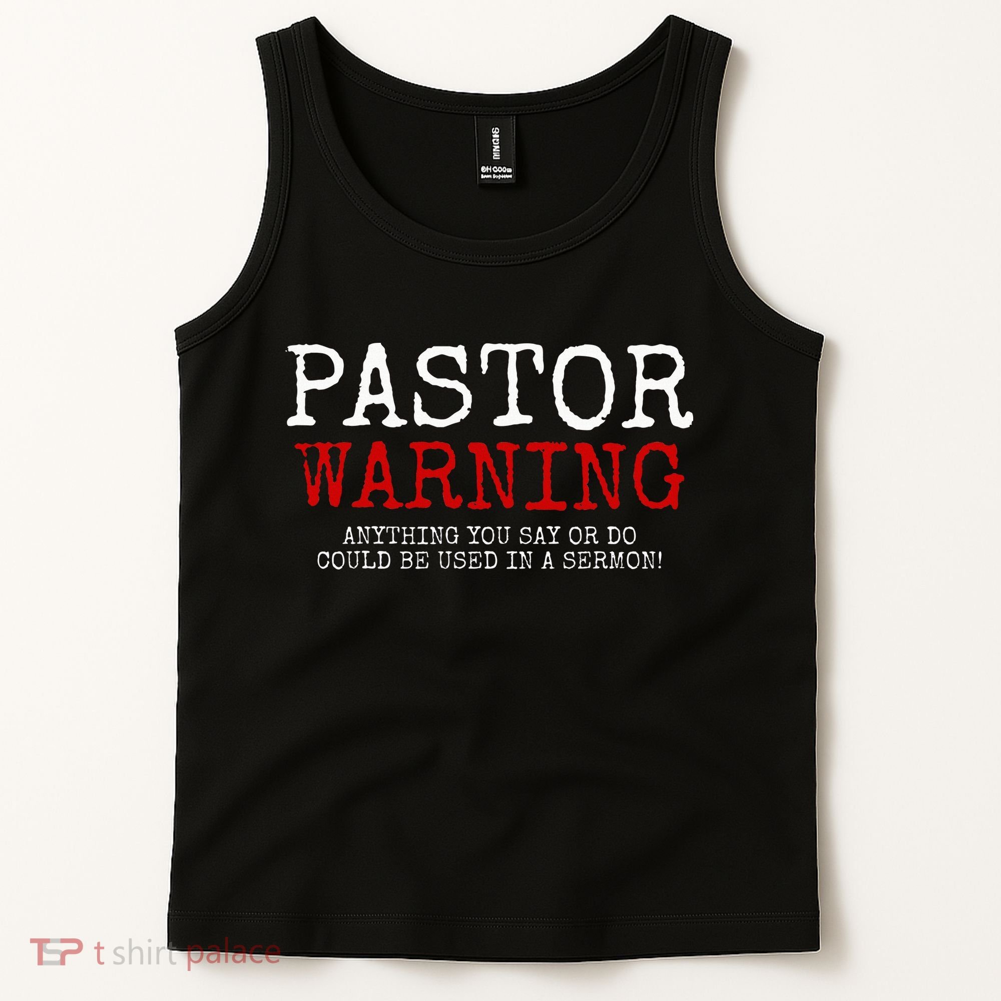 Pastor Warning Church Religious Faith Jesus Funny Christian Tank Top