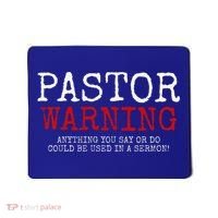 Pastor Warning Church Religious Faith Jesus Funny Christian Mousepad thumb 0