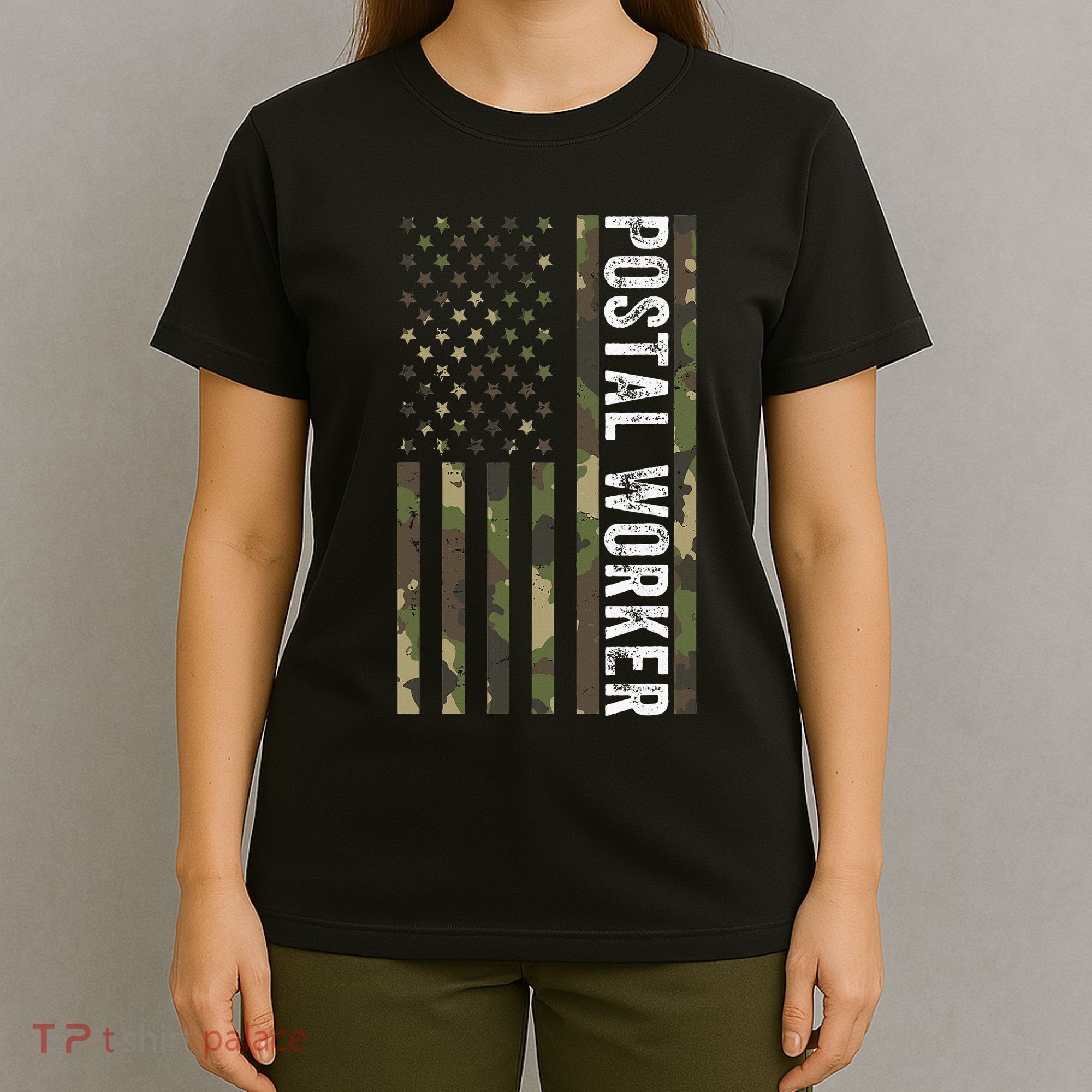 Postal Worker Camouflage American Flag Us Postal Service T-Shirt