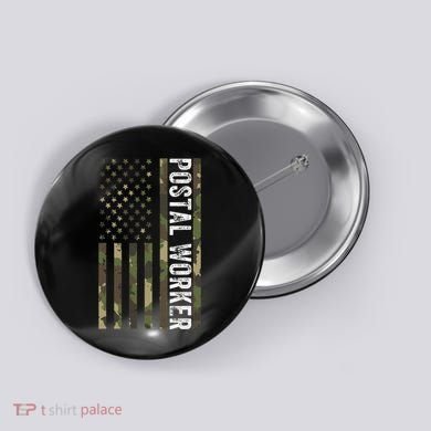 Postal Worker Camouflage American Flag Us Postal Service Button