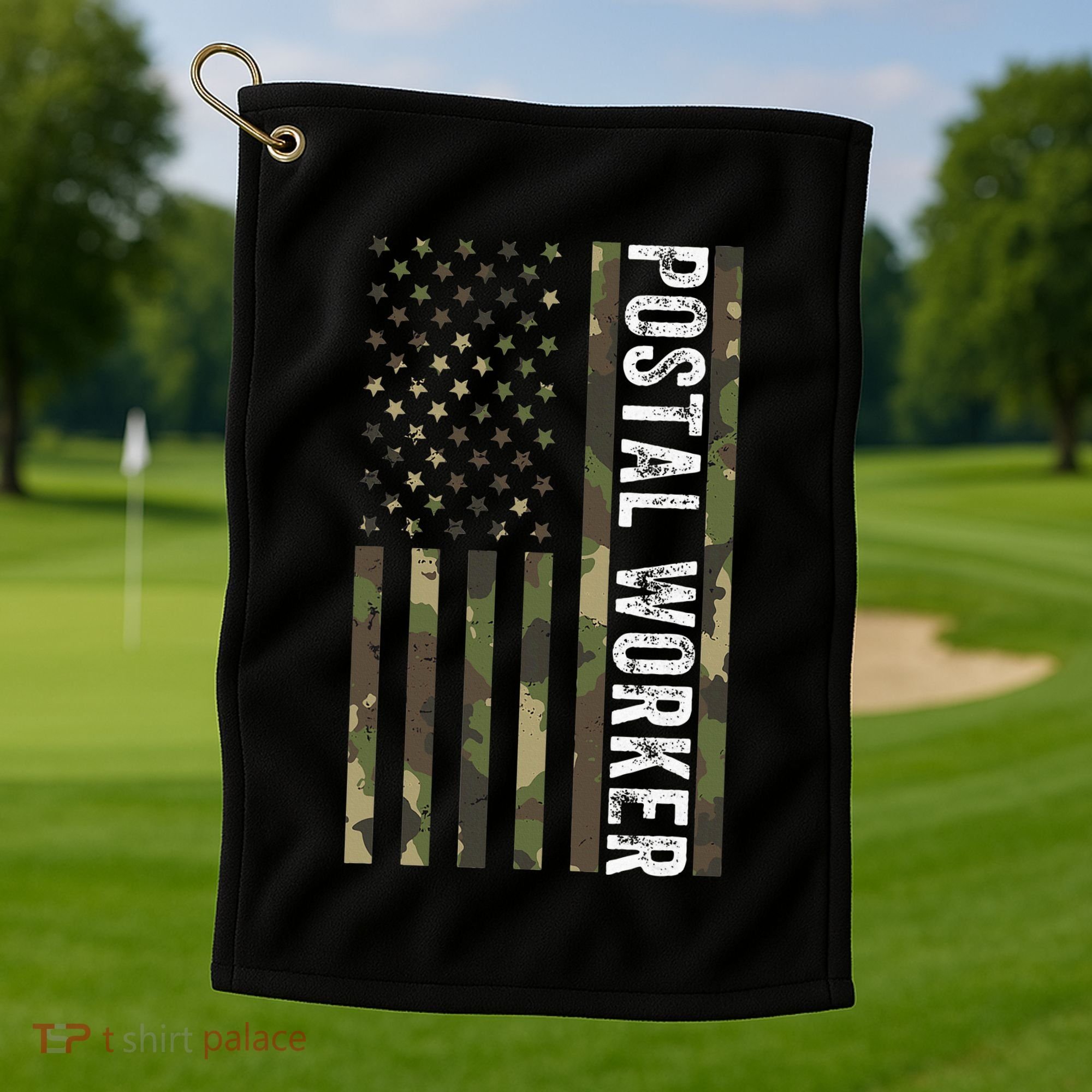 Postal Worker Camouflage American Flag Us Postal Service Golf Towel