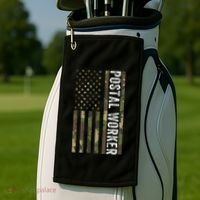 Postal Worker Camouflage American Flag Us Postal Service Golf Towel thumb 2