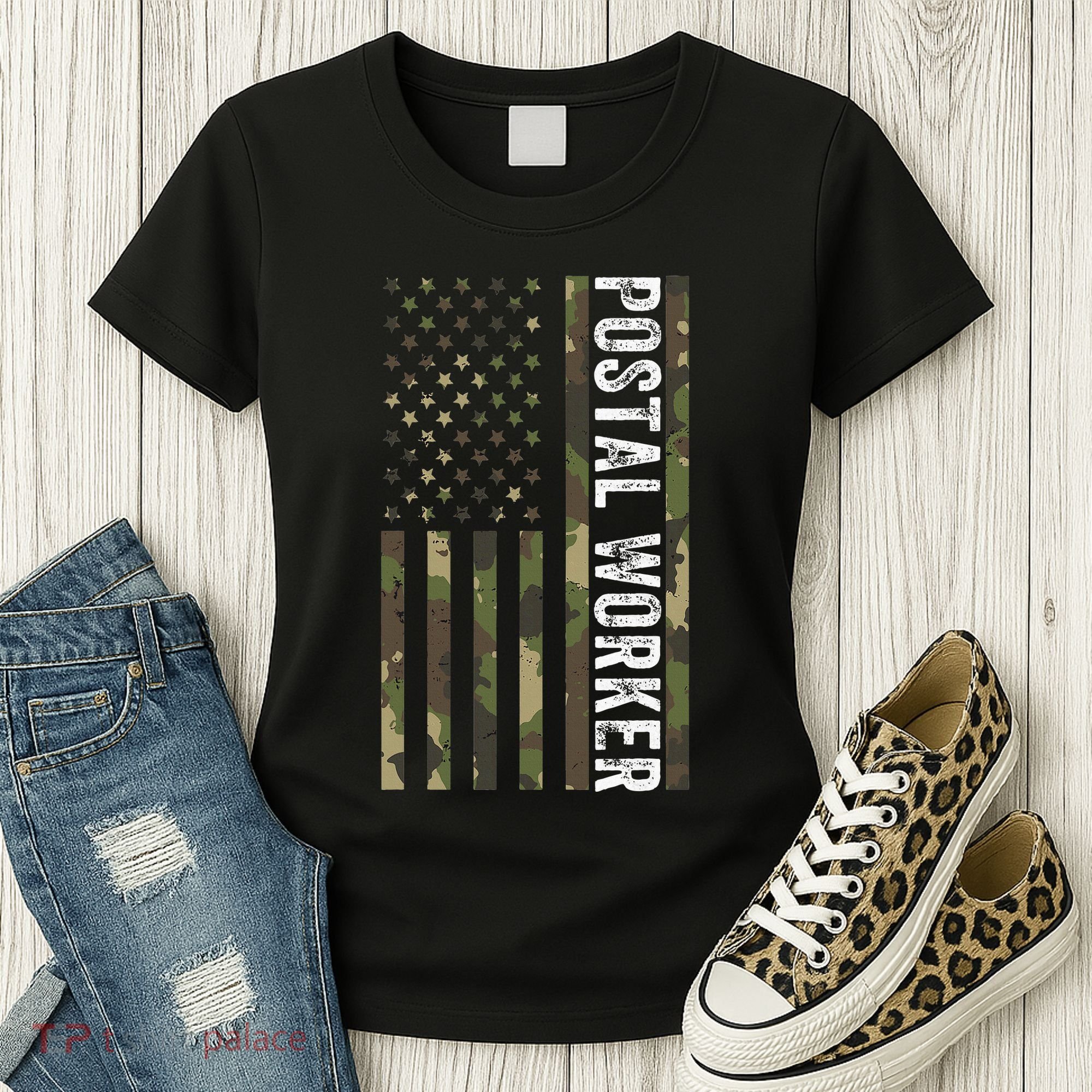 Postal Worker Camouflage American Flag Us Postal Service Women's T-Shirt