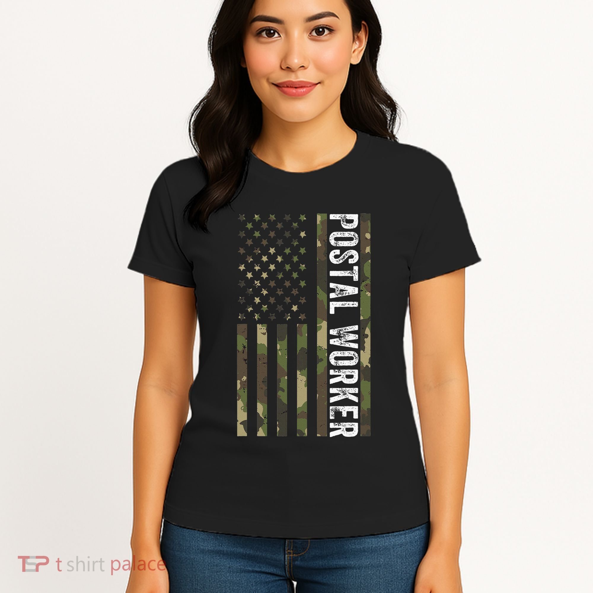 Postal Worker Camouflage American Flag Us Postal Service Women's T-Shirt