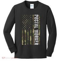 Postal Worker Camouflage American Flag Us Postal Service Kids Long Sleeve Shirt thumb 0