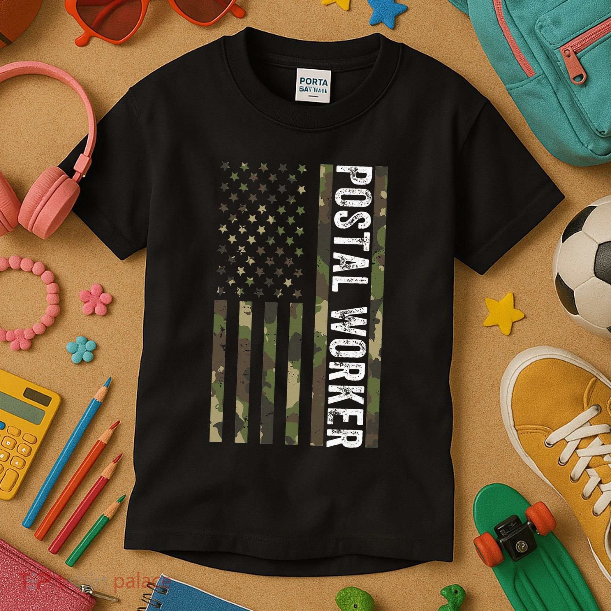 Postal Worker Camouflage American Flag Us Postal Service Kids T-Shirt