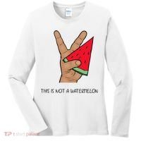 Palestine Watermelon Flag Support Gaza & Freedom! Women's Long Sleeve Shirt thumb 0
