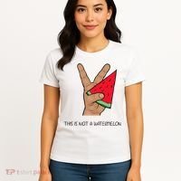 Palestine Watermelon Flag Support Gaza & Freedom! Women's T-Shirt thumb 4