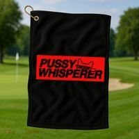 Pussy Whisperer Funny Cat Owner Golf Towel thumb 1
