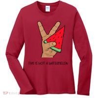 Palestine Watermelon Flag Support Gaza & Freedom! Women's Long Sleeve Shirt thumb 0