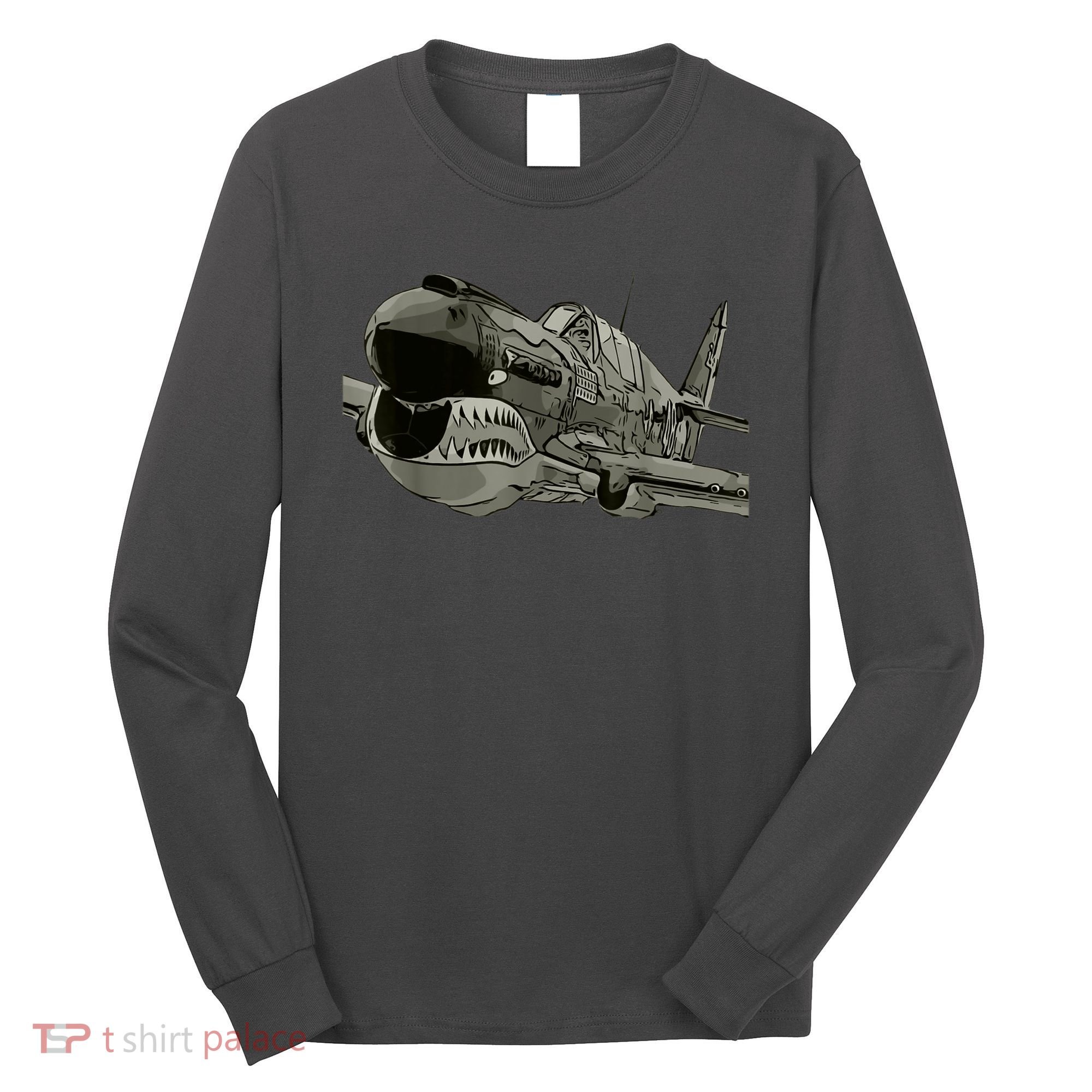 P40 Warhawk Fighter Aircraft WW2 Plane Spotting Spotter Long Sleeve Shirt