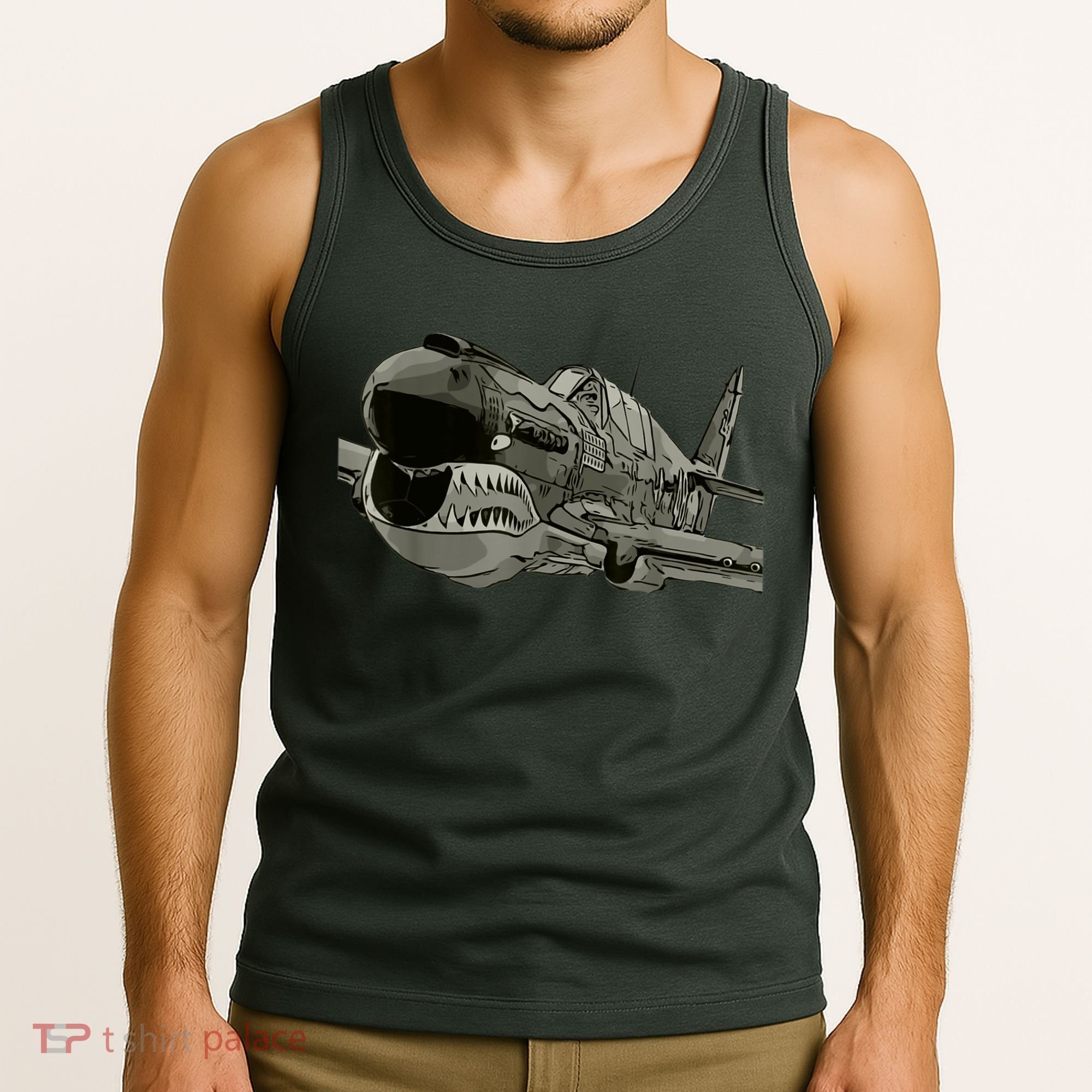 P40 Warhawk Fighter Aircraft WW2 Plane Spotting Spotter Tank Top