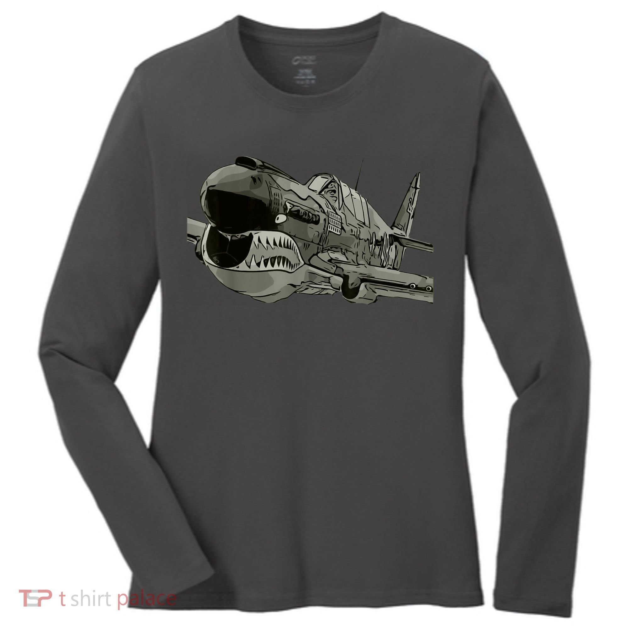 P40 Warhawk Fighter Aircraft WW2 Plane Spotting Spotter Women's Long Sleeve Shirt