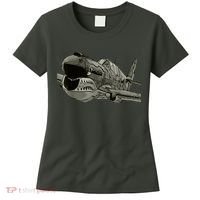P40 Warhawk Fighter Aircraft WW2 Plane Spotting Spotter Women's T-Shirt thumb 0