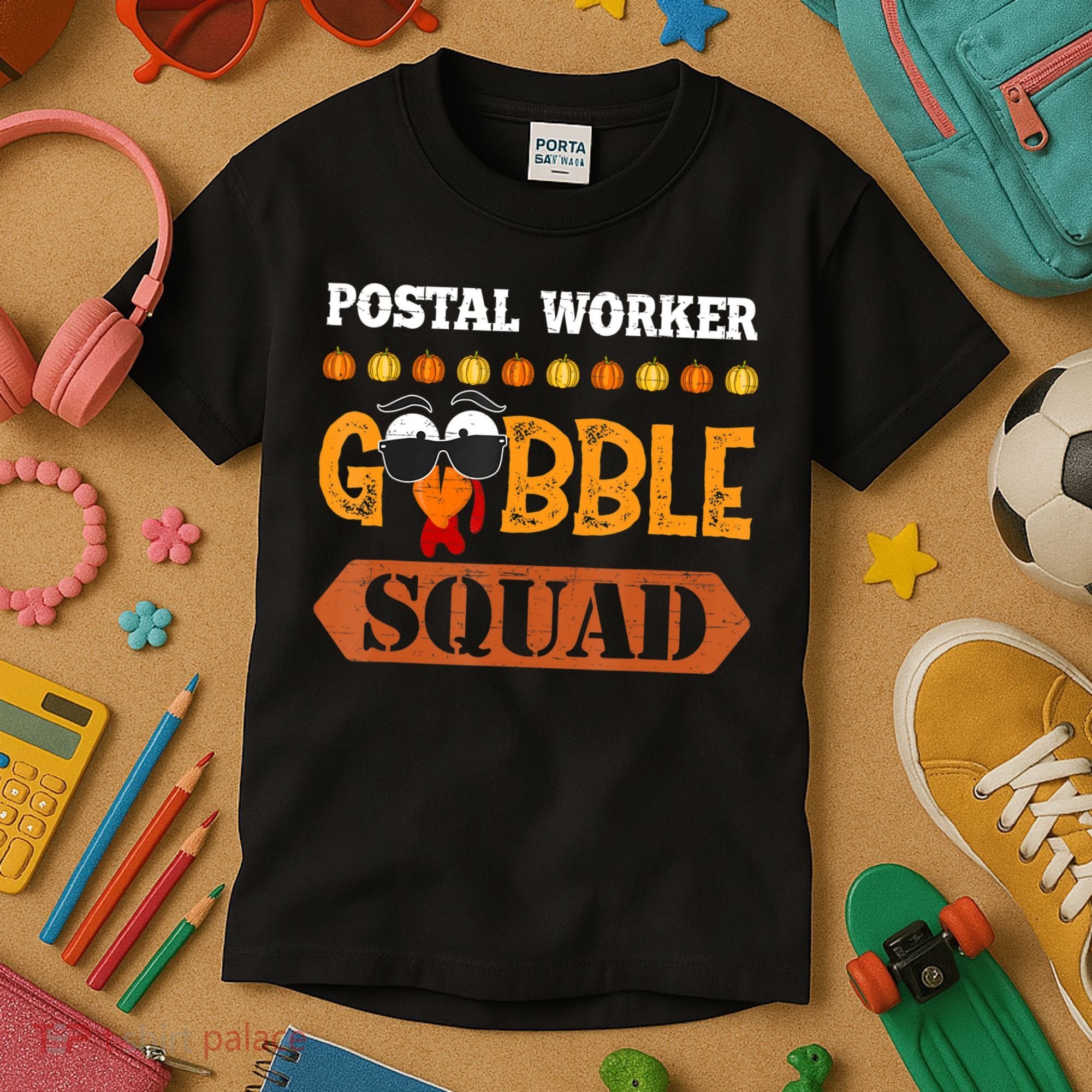 Postal Worker Gobble Squad Mailman Turkey Thanksgiving Match Kids T-Shirt