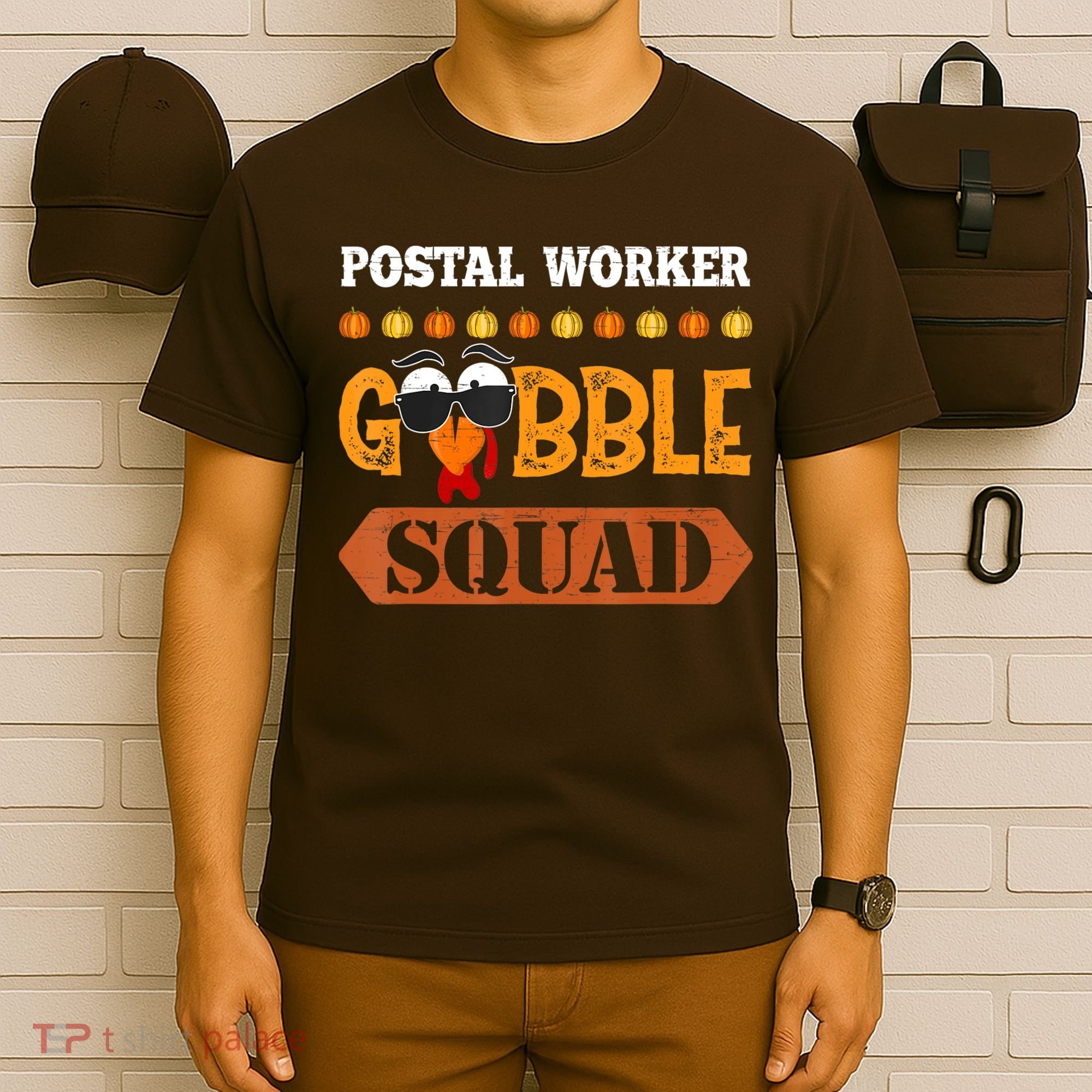 Postal Worker Gobble Squad Mailman Turkey Thanksgiving Match T-Shirt
