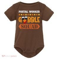 Postal Worker Gobble Squad Mailman Turkey Thanksgiving Match Baby Bodysuit thumb 0