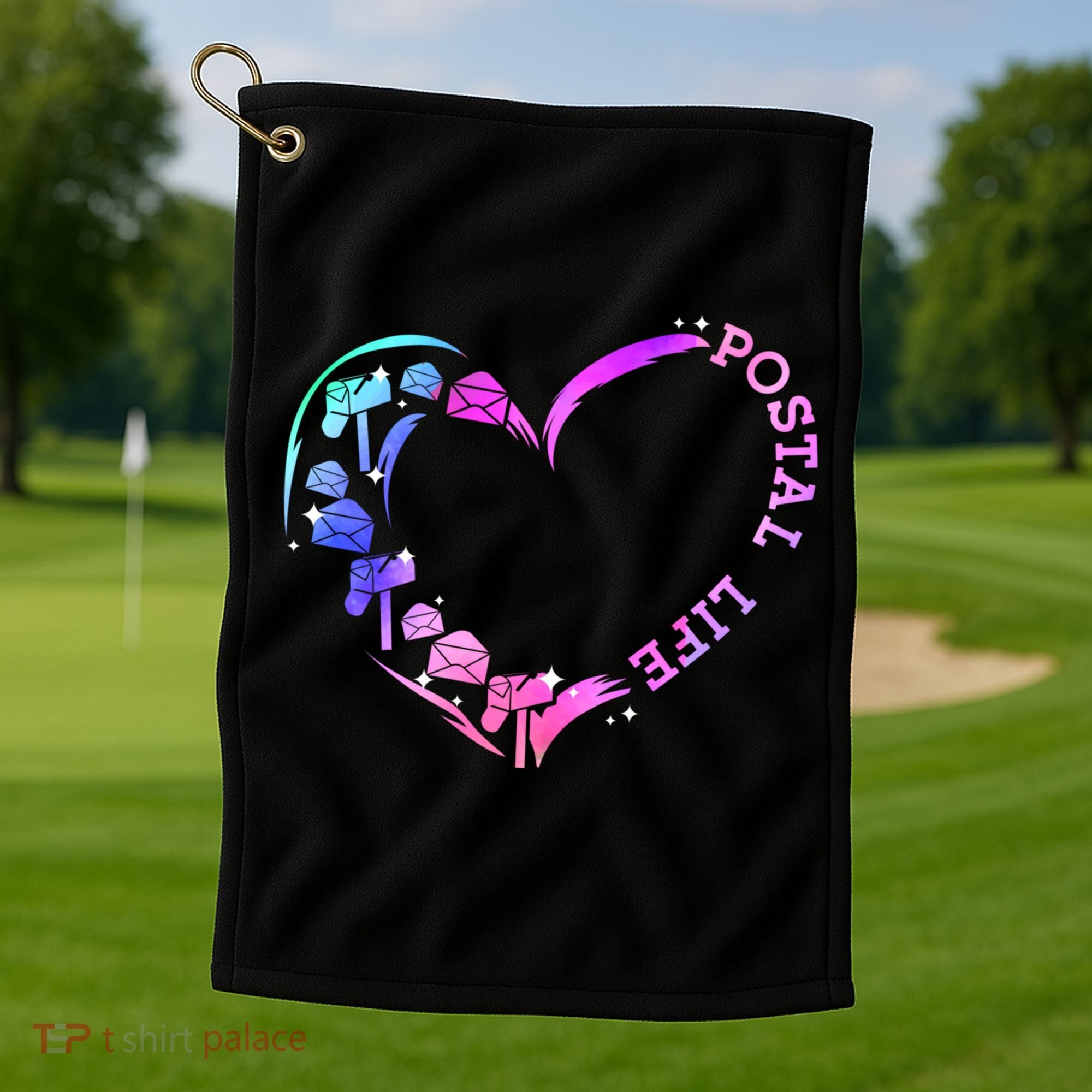 Postal Worker Heart Meaningful Gift Postal Life Mail Carrier Mail Lady Gift Golf Towel