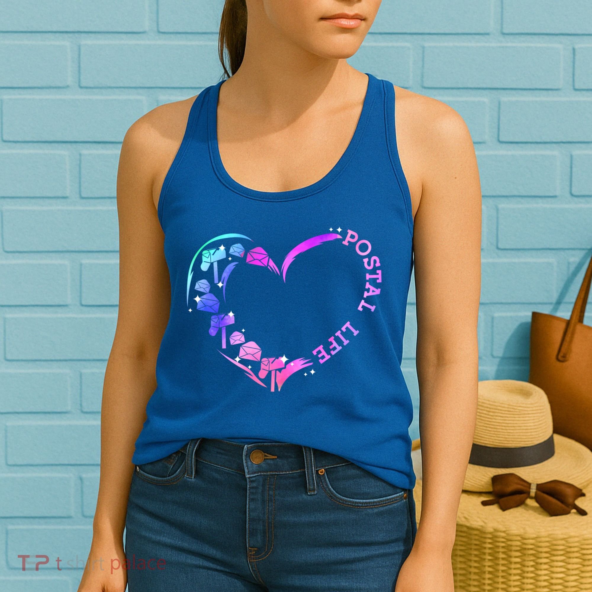 Postal Worker Heart Meaningful Gift Postal Life Mail Carrier Mail Lady Gift Women's Tank Top