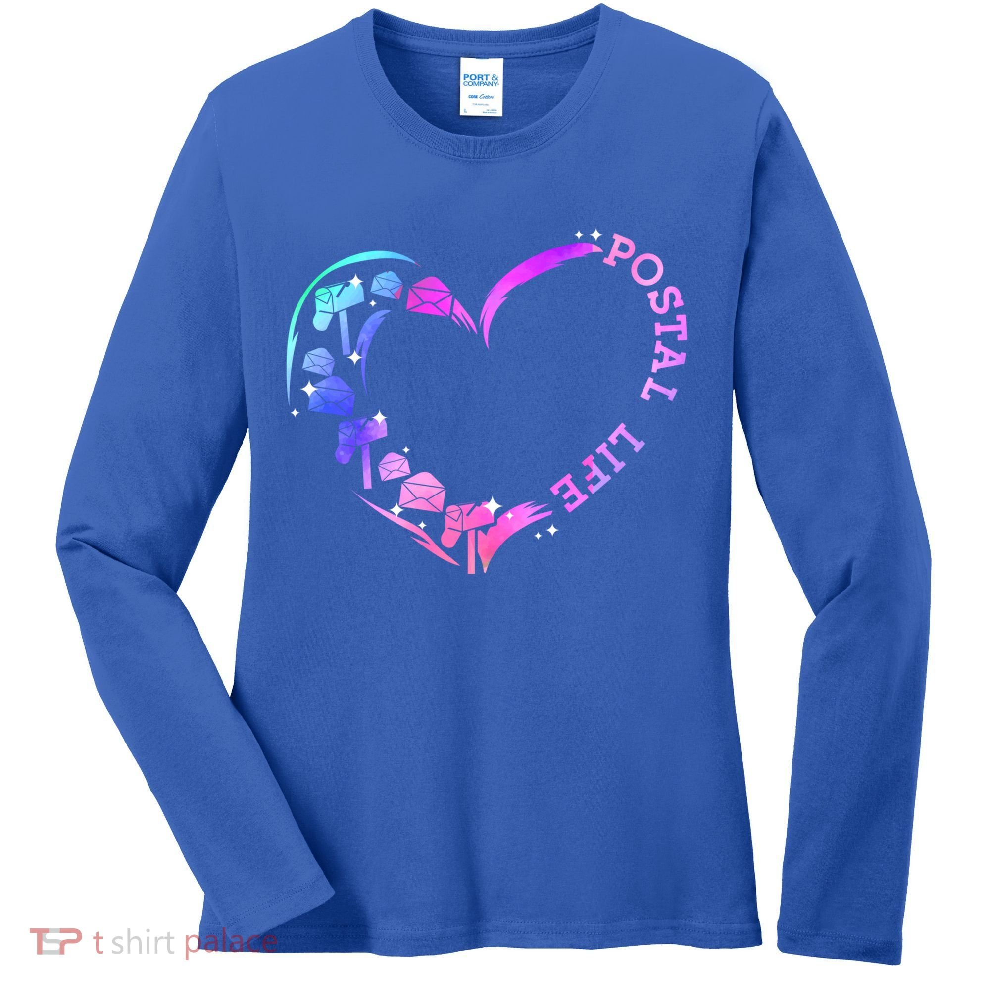Postal Worker Heart Meaningful Gift Postal Life Mail Carrier Mail Lady Gift Women's Long Sleeve Shirt