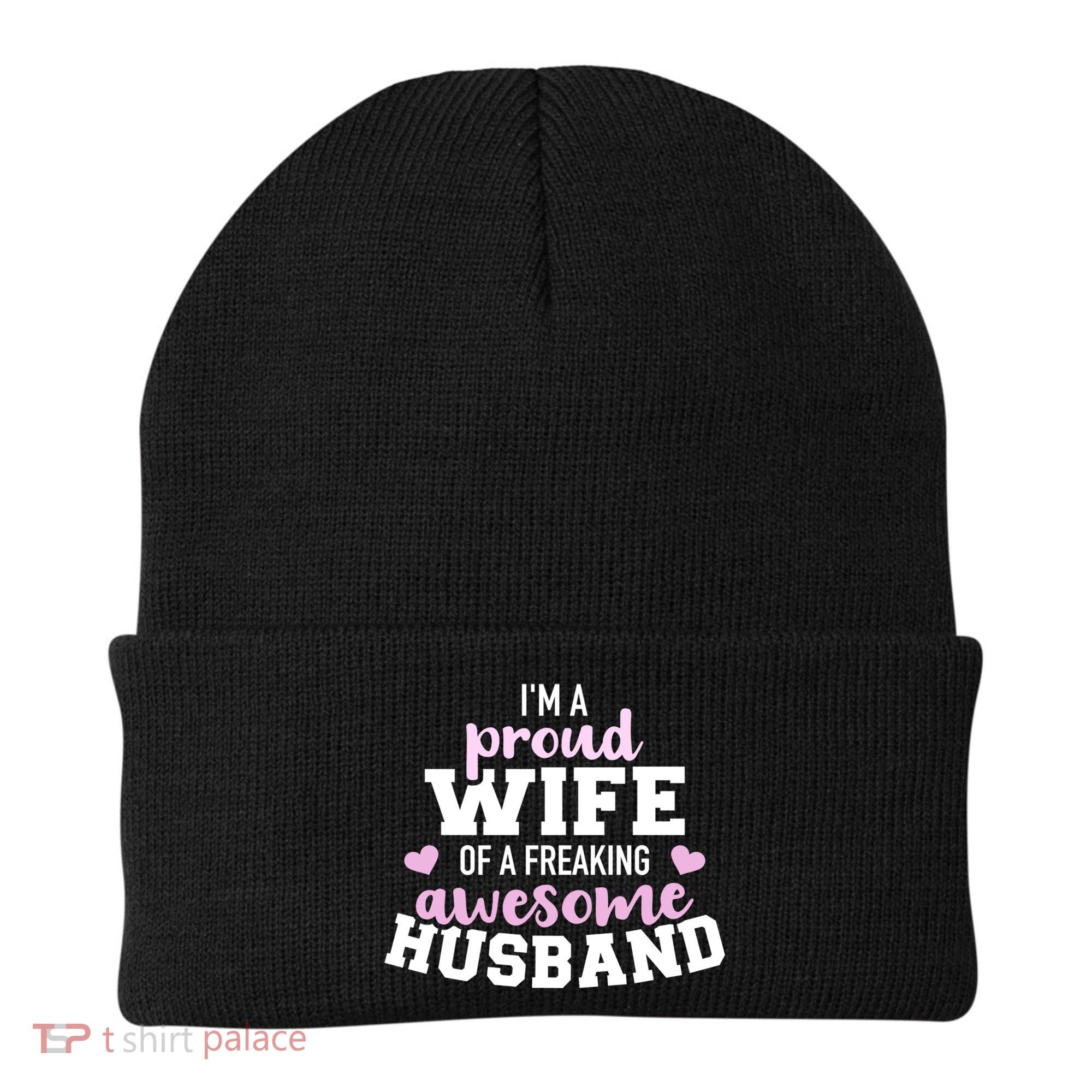 Proud Wife Husband Wedding Anniversary Great Gift Beanie