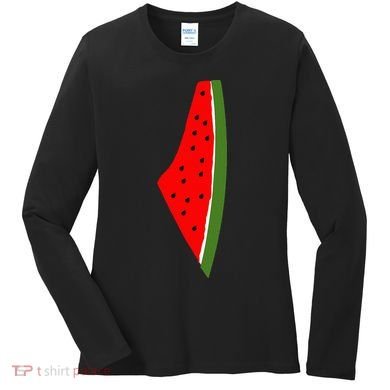 Palestine Watermelon Map Women's Long Sleeve Shirt