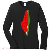 Palestine Watermelon Map Women's Long Sleeve Shirt thumb 0