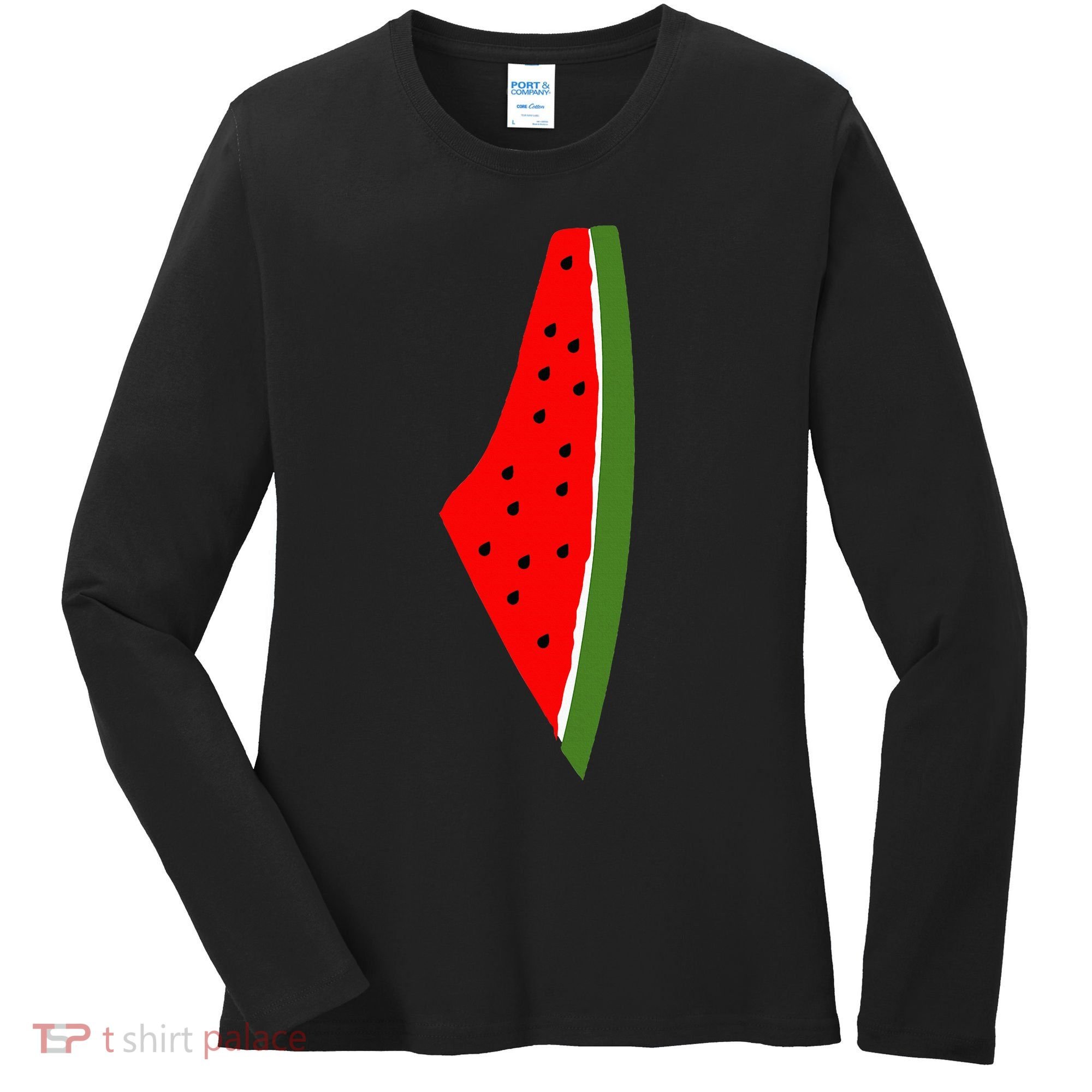 Palestine Watermelon Map Women's Long Sleeve Shirt
