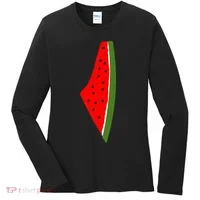 Palestine Watermelon Map Women's Long Sleeve Shirt thumb 0