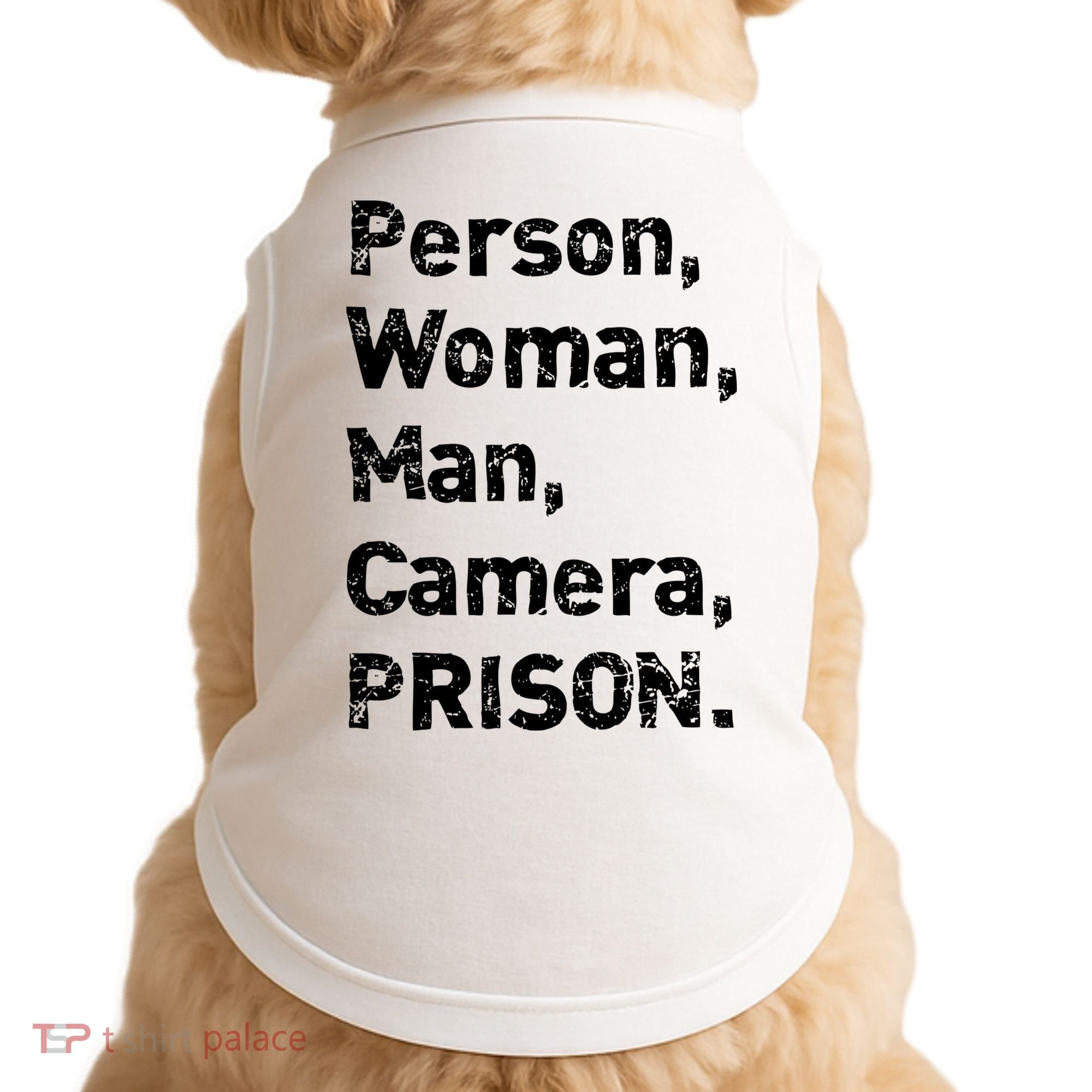 Person, Woman, Man, Camera, PRISON Doggie Tank