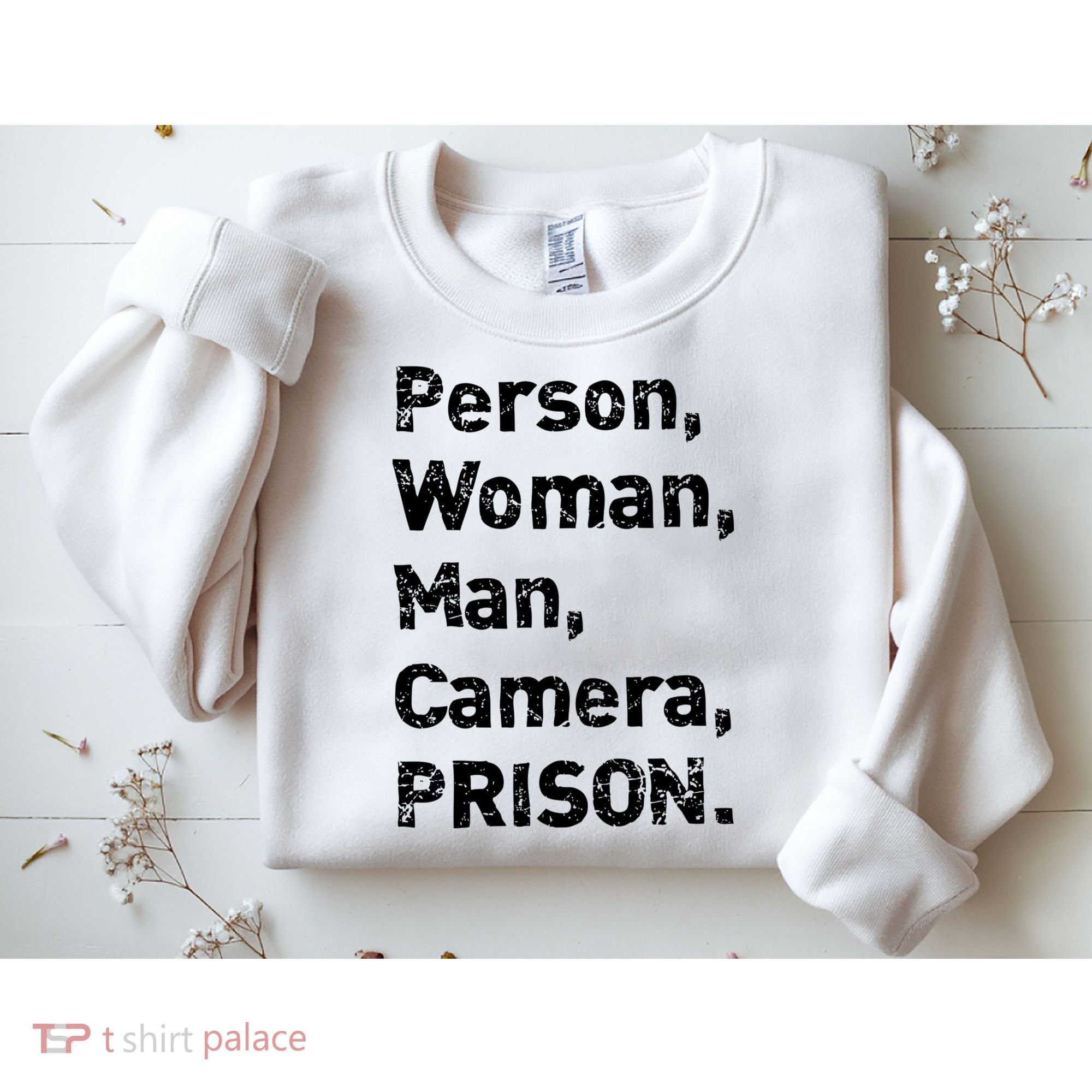 Person, Woman, Man, Camera, PRISON Sweatshirt
