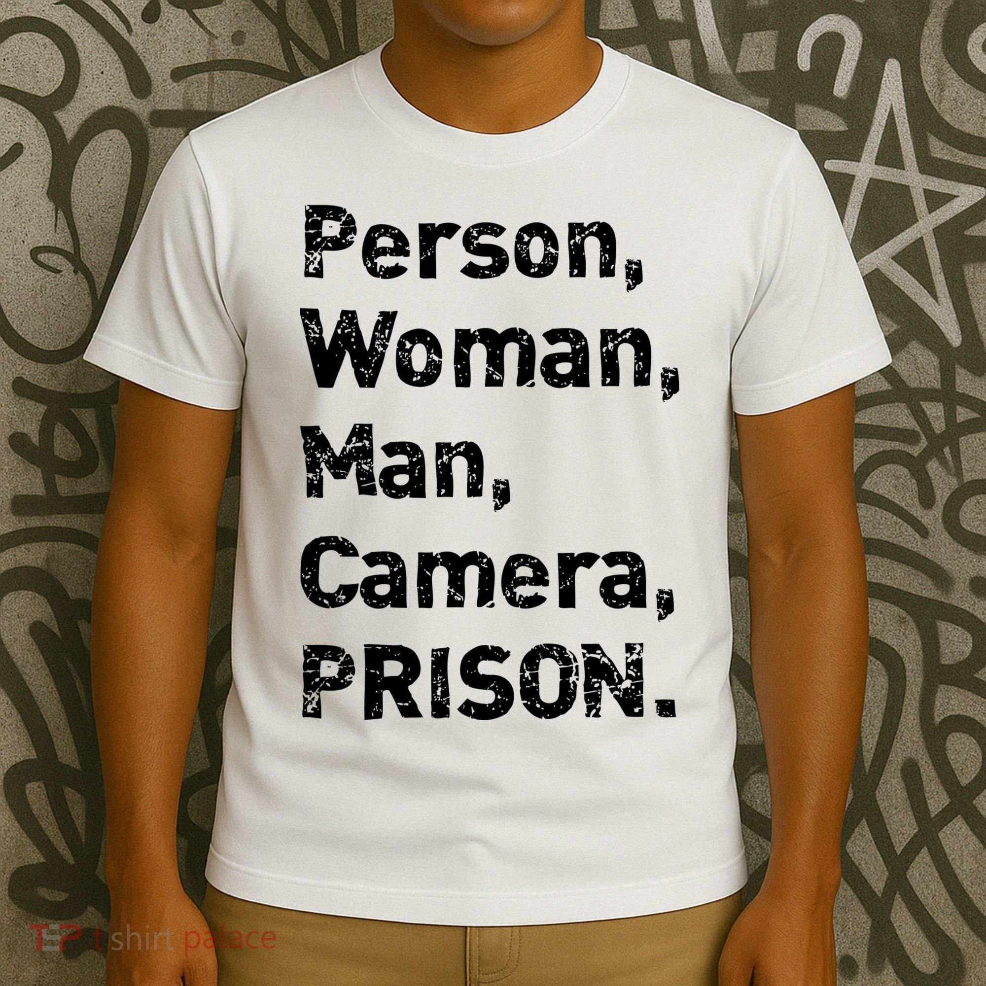 Person, Woman, Man, Camera, PRISON T-Shirt
