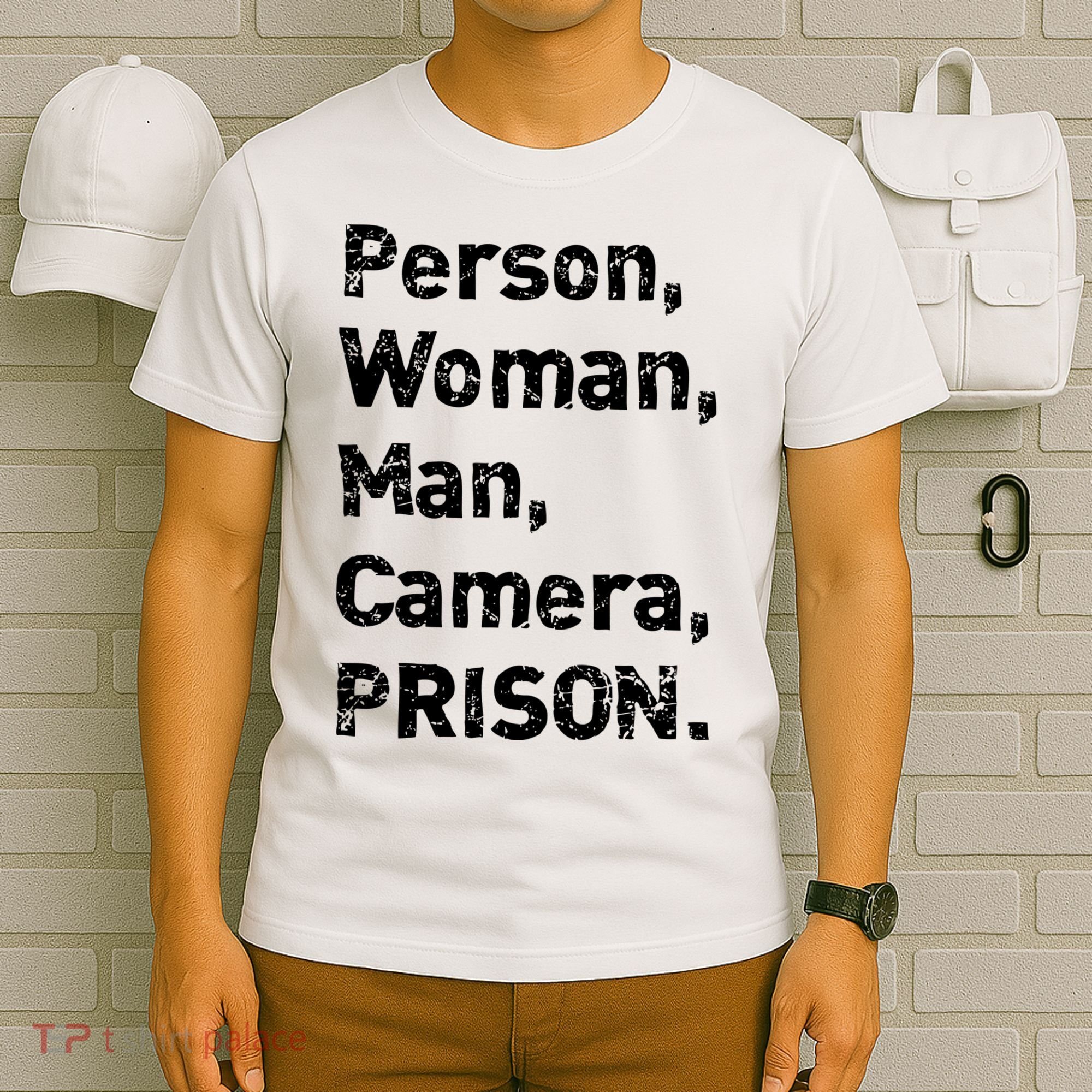 Person, Woman, Man, Camera, PRISON T-Shirt