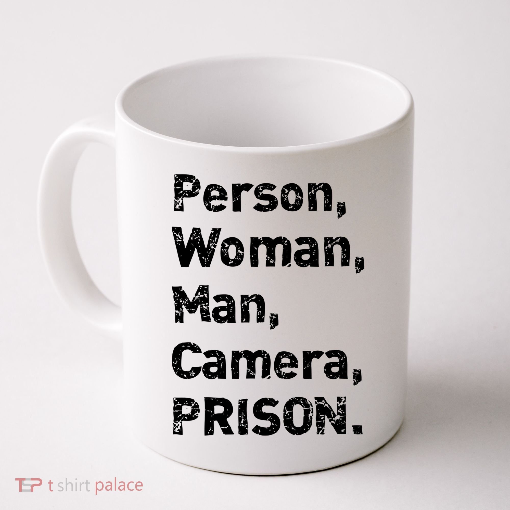 Person, Woman, Man, Camera, PRISON Coffee Mug