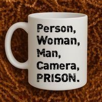 Person, Woman, Man, Camera, PRISON Coffee Mug thumb 2