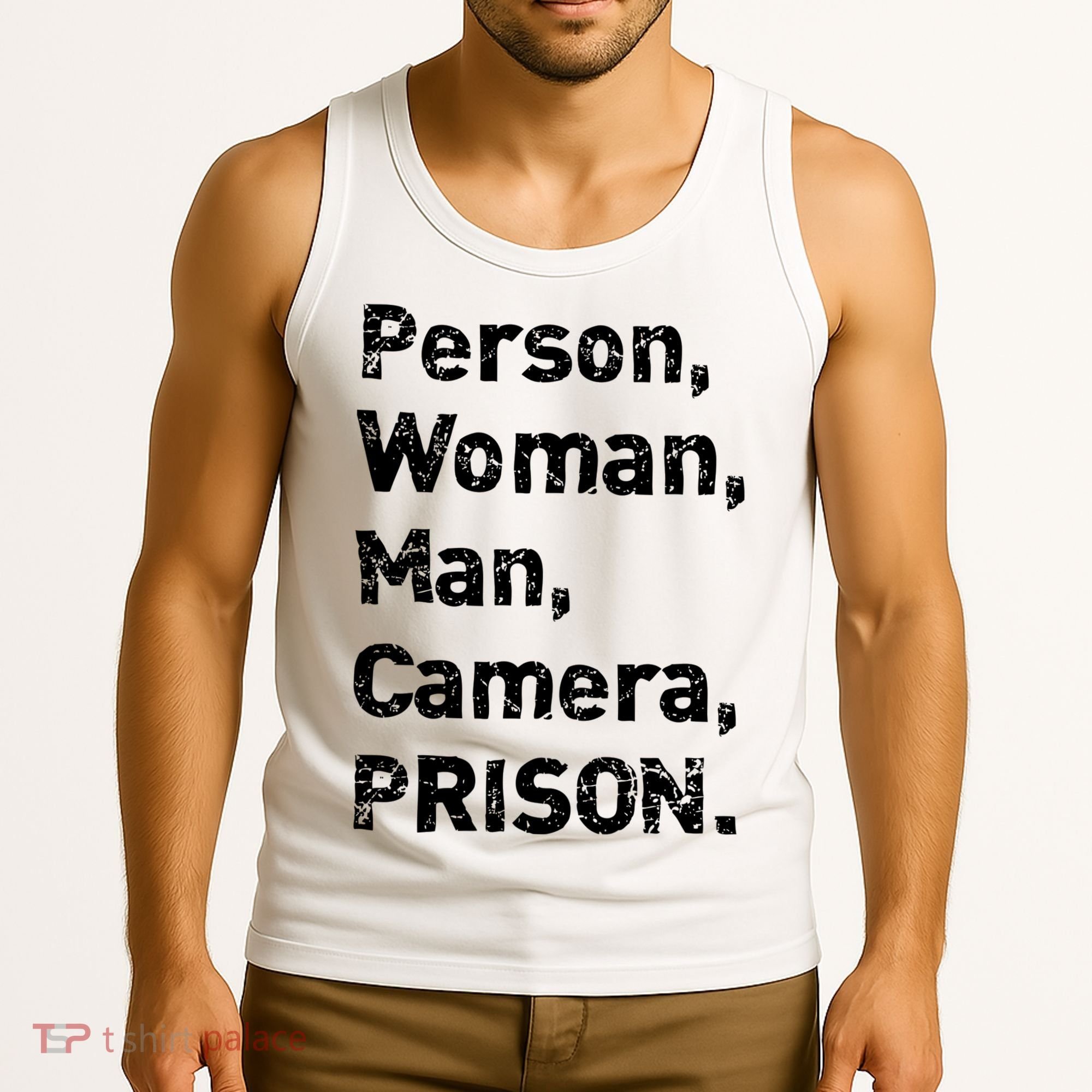 Person, Woman, Man, Camera, PRISON Tank Top