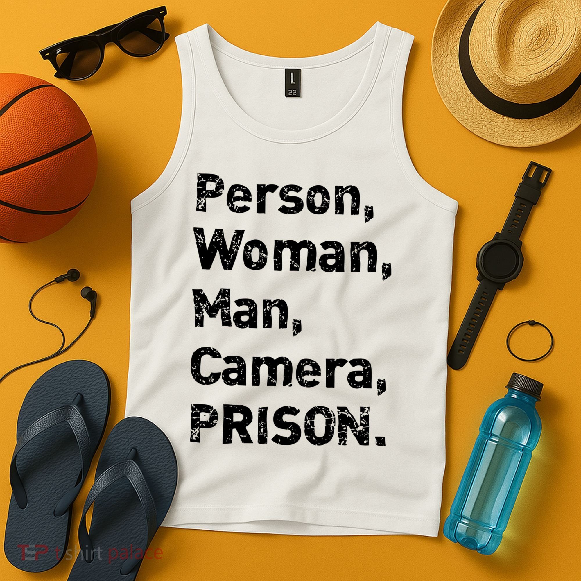 Person, Woman, Man, Camera, PRISON Tank Top