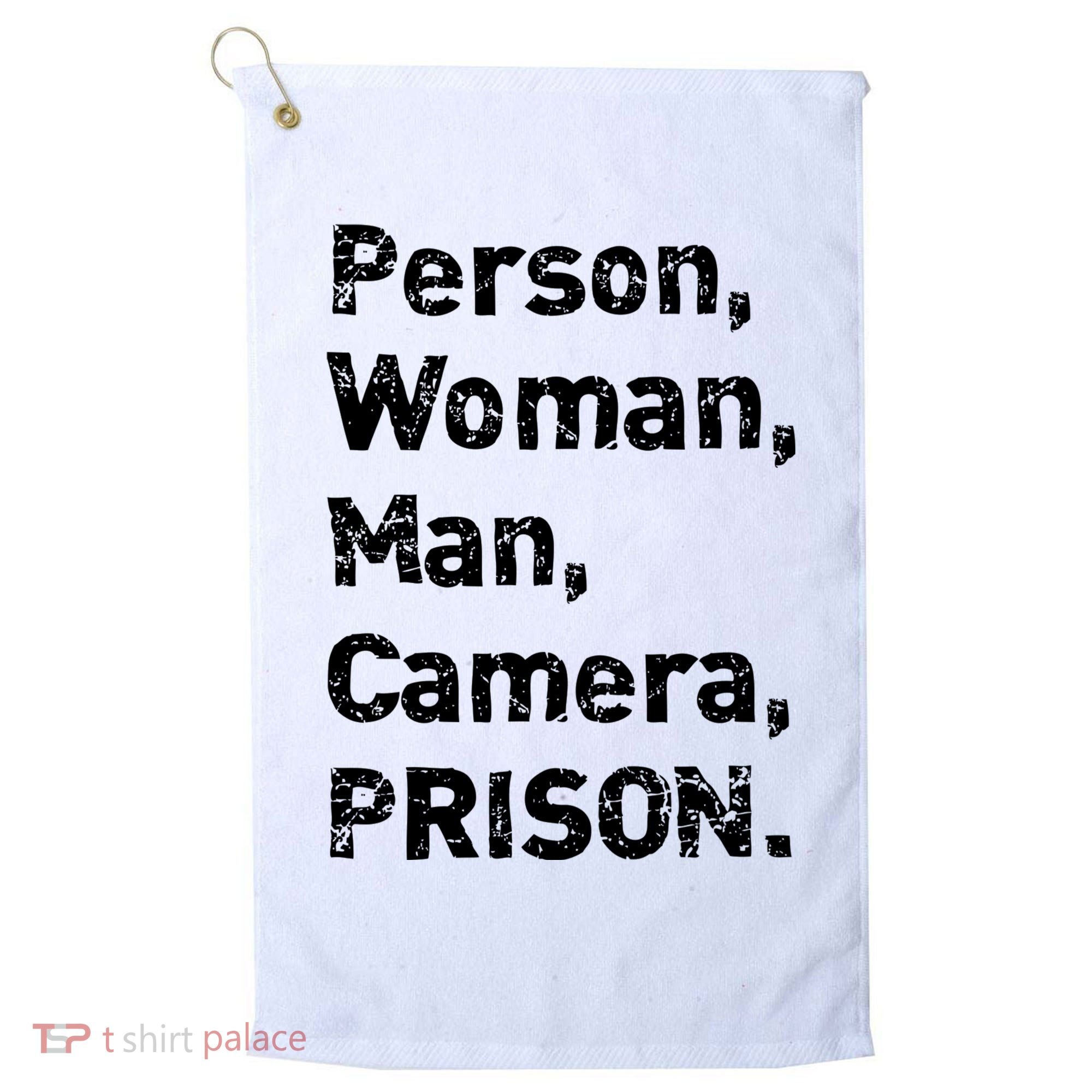 Person, Woman, Man, Camera, PRISON Golf Towel