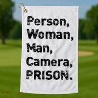 Person, Woman, Man, Camera, PRISON Golf Towel thumb 1