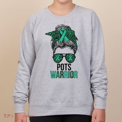Pots Warrior Messy Bun Pots Awareness Day Pots Fighter Women's Sweatshirt