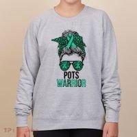 Pots Warrior Messy Bun Pots Awareness Day Pots Fighter Women's Sweatshirt thumb 0