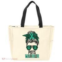 Pots Warrior Messy Bun Pots Awareness Day Pots Fighter Tote Bag thumb 0