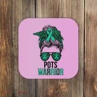 Pots Warrior Messy Bun Pots Awareness Day Pots Fighter Coaster thumb 0