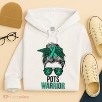 Pots Warrior Messy Bun Pots Awareness Day Pots Fighter Hoodie thumb 4