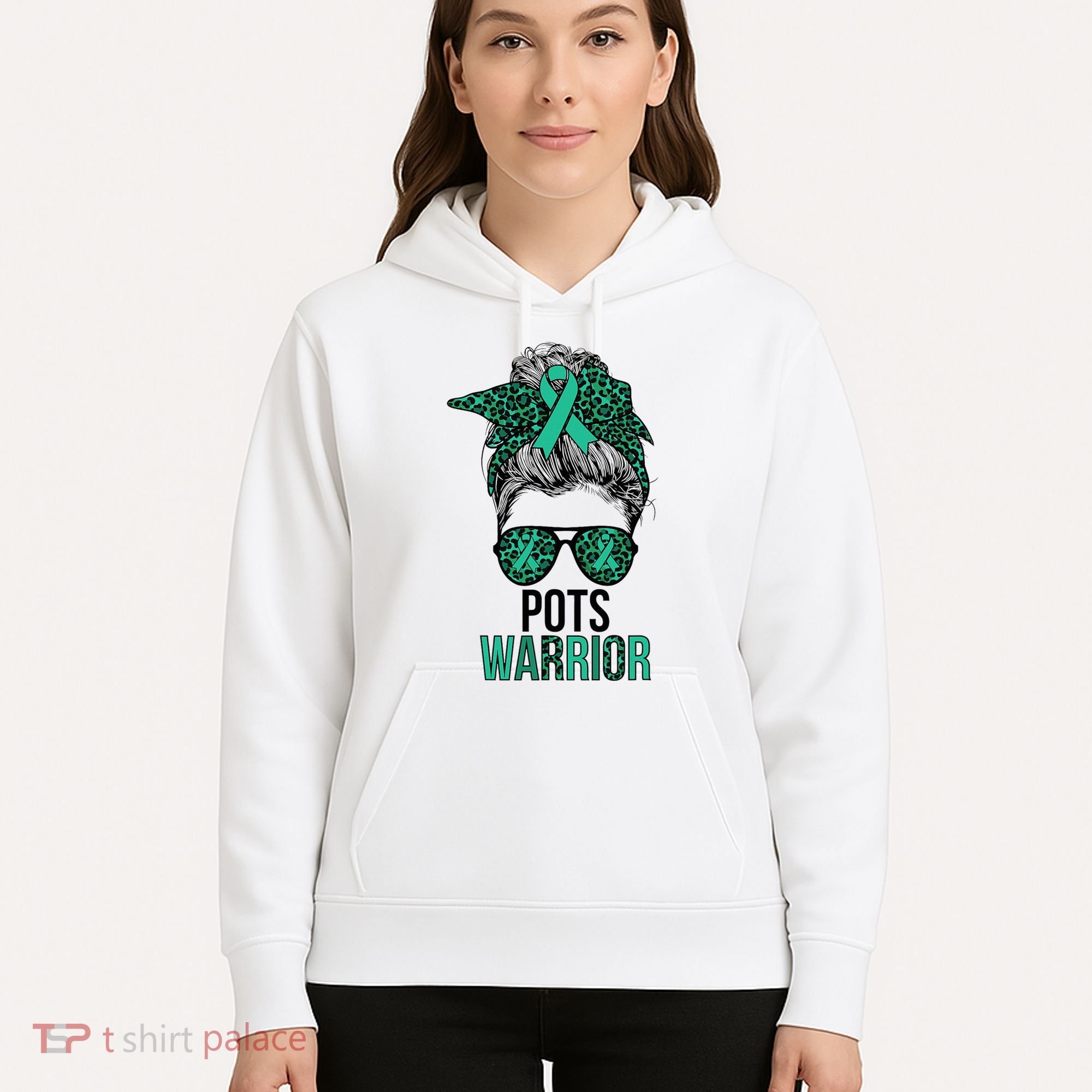 Pots Warrior Messy Bun Pots Awareness Day Pots Fighter Hoodie