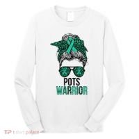 Pots Warrior Messy Bun Pots Awareness Day Pots Fighter Long Sleeve Shirt thumb 0