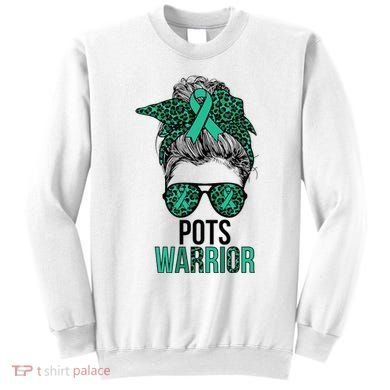 Pots Warrior Messy Bun Pots Awareness Day Pots Fighter Sweatshirt