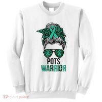 Pots Warrior Messy Bun Pots Awareness Day Pots Fighter Sweatshirt thumb 0
