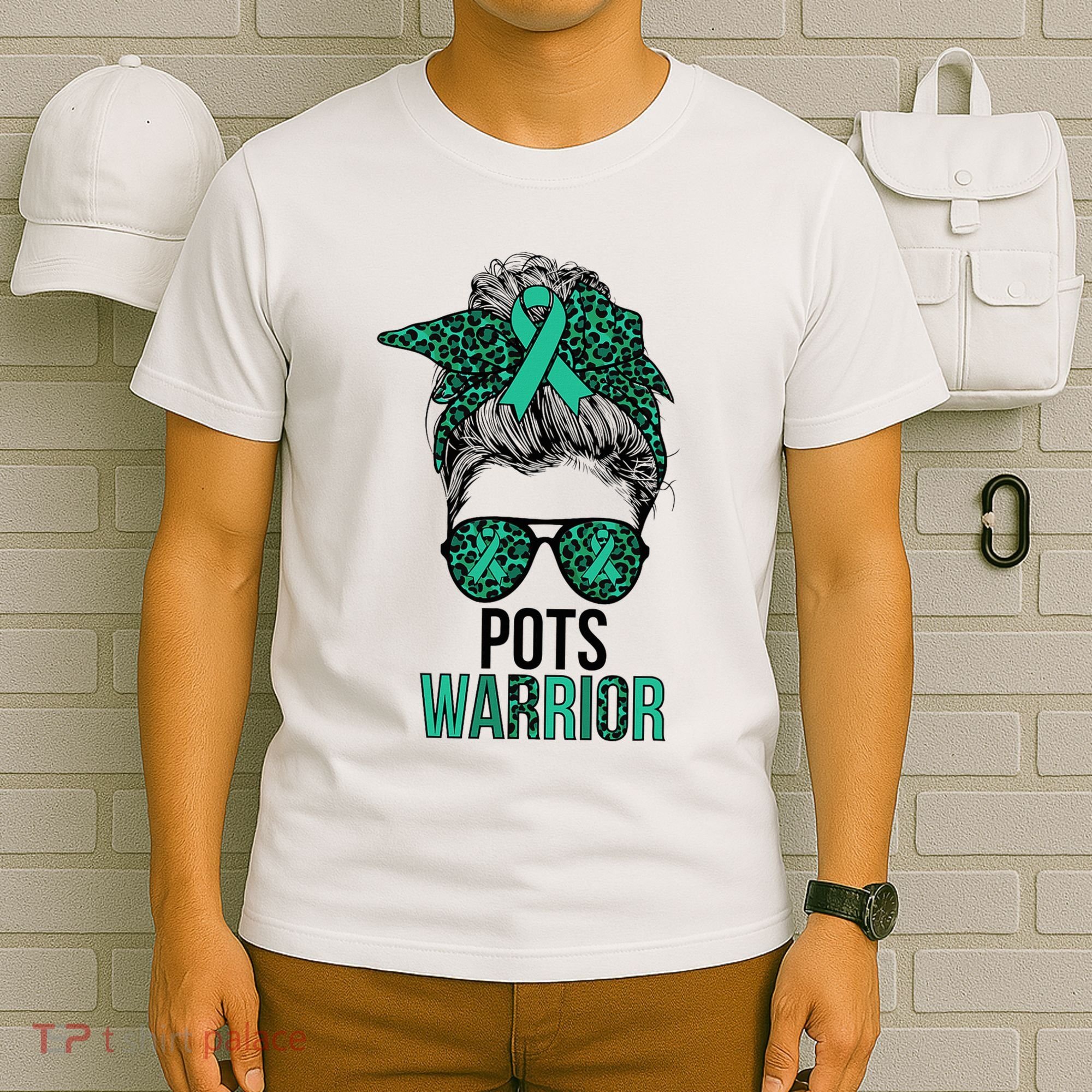 Pots Warrior Messy Bun Pots Awareness Day Pots Fighter T-Shirt